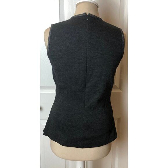 Linda Allard Ellen Tracy Charcoal Gray Sleeveless 100% Wool Top Blouse Women's 4 - Picture 5 of 6